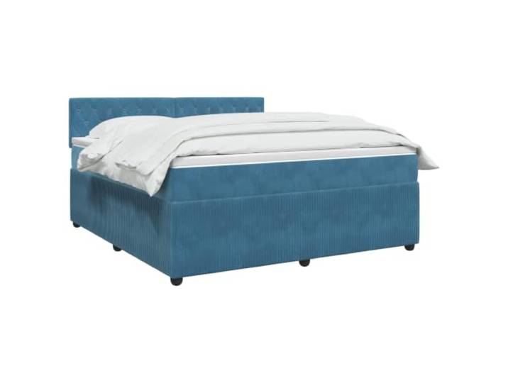 vidaXL Boxspringbett mit Matratze mit Kopfteil Blau 160 x 200 cm Samt Passe die Beleuchtung an