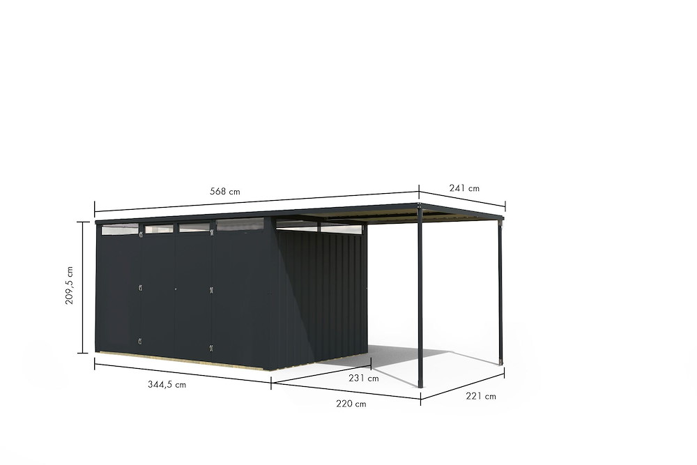 KARIBUHOLZT GH Callisto 3 345x231x210 im Set mit Anbaudach 225cm 16954182