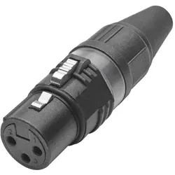 HICON XLR, 3-pol , Metall-, Löttechnik-Kabelbuchse, vergoldete(r) Kontakt(e), gerade, schwarz