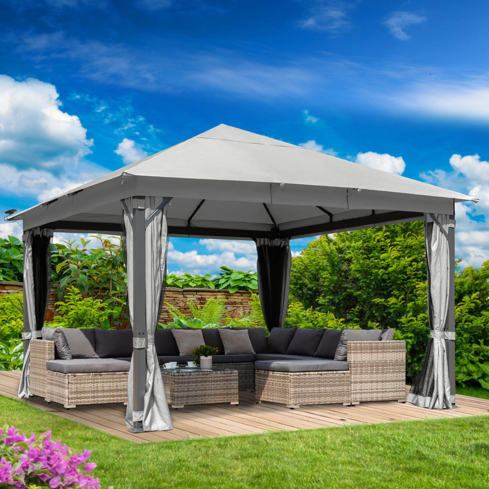 Brast Alu Pavillon INFINITY 4x4m hellgrau