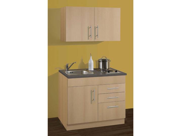 Held Miniküche Toronto, Buche, 3 Schublade(n) Schubladen, seitenverkehrt montierbar, nur wie online abgebildet bestellbar, 100 cm, Made in Germany, Küchen, Miniküchen