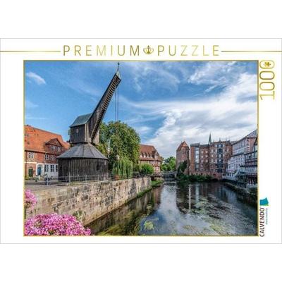CALVENDO Puzzle Der alte Kran im Lüneburger Hafen | 1000 Teile Lege-Größe 64 × 48 cm Foto-Puzzle für glückliche Stunden