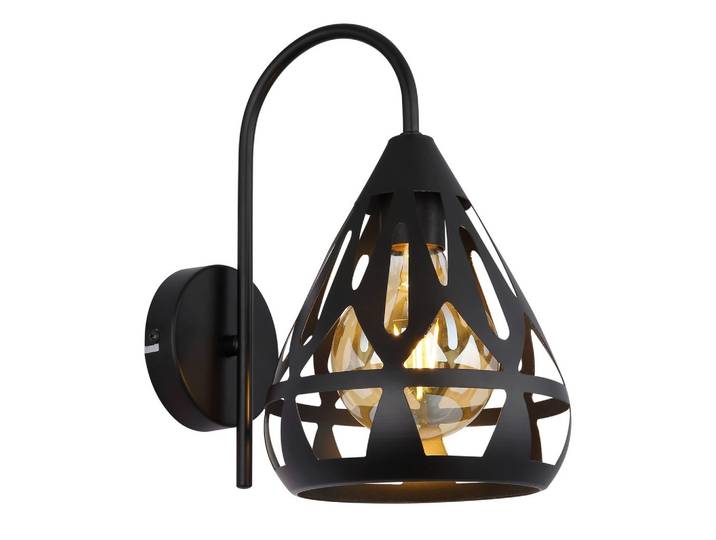 Wandleuchte Hassan Schwarz max. 40 Watt Wandlampe