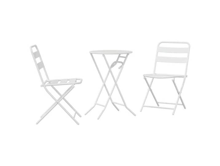 Ensemble bistrot pliable - BURKE - Blanc - Acier - Finition mat - Pliable - Table ronde - 2 chaises