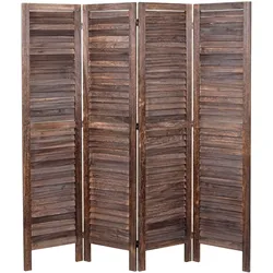Paravent MCW-G30, Trennwand Sichtschutz Raumteiler, Shabby-Look 170x162cm ~ braun