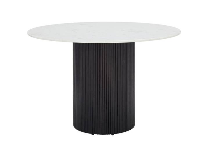 P & B Esstisch Marmor, Schwarz, Weiß, Holz, Stein, Akazie, vollmassiv, Holz, rund, rund, 120x76x120 cm, Esszimmer, Tische, Esstische, Esstische rund
