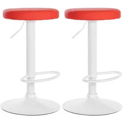CLP 2er Set Barhocker Ponte Kunstleder weiß   Farbe: rot, Material Gestell: Metall matt weiss