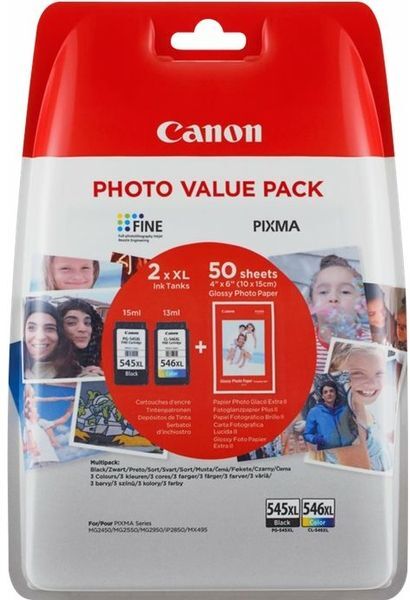 Canon PG-545XL / CL-546XL + 50 sheets - Schwarz + 3 Farben - Druckerpatrone - Hohe Kapazität - Multipack