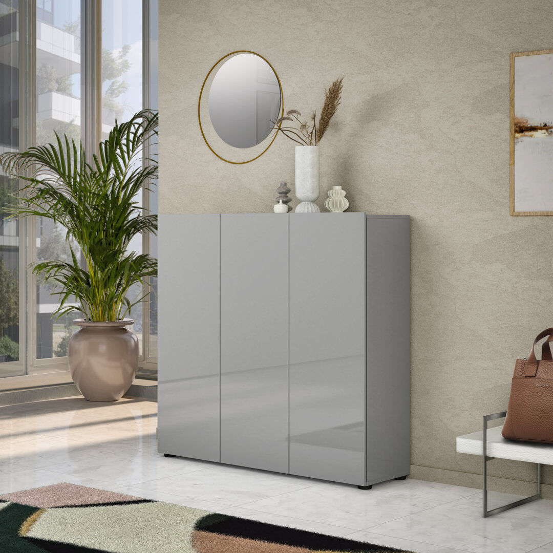 Brayden Studio Cania 30 Pair Shoe Storage Cabinet Grey Gloss 30