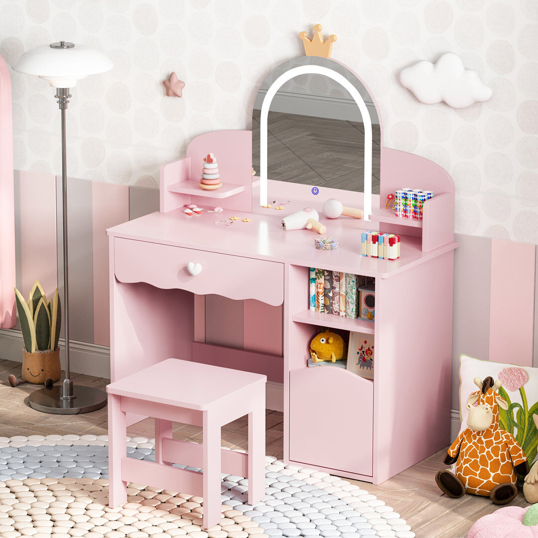 Metro Dressing Table Pink 113cm H X 77cm W X 40cm D