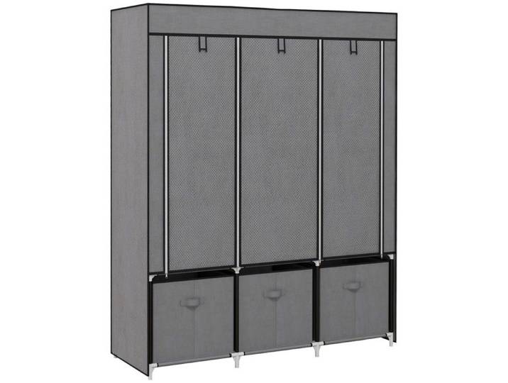 Penderie Souple Tissu Non Tissé Gris Foncé 125x43x162.5cm Armoire Pliable Fermeture Éclair Rangement Vêtements Pour Chambre