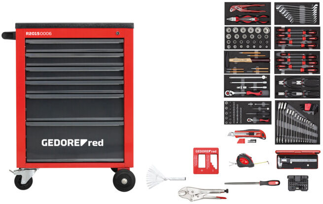 Gedore Red Coffret d’outils dans servante MECHANIC rouge 166 pièces (3301668)
