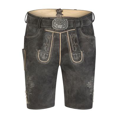 Lederhose SPIETH & WENSKY "Kronplatz", Herren, Gr. 56, N-Gr, schwarz (nero, st stein), Obermaterial: 100% Lammleder LEL., uni, regular fit, Hosen, mit passendem Gürtel