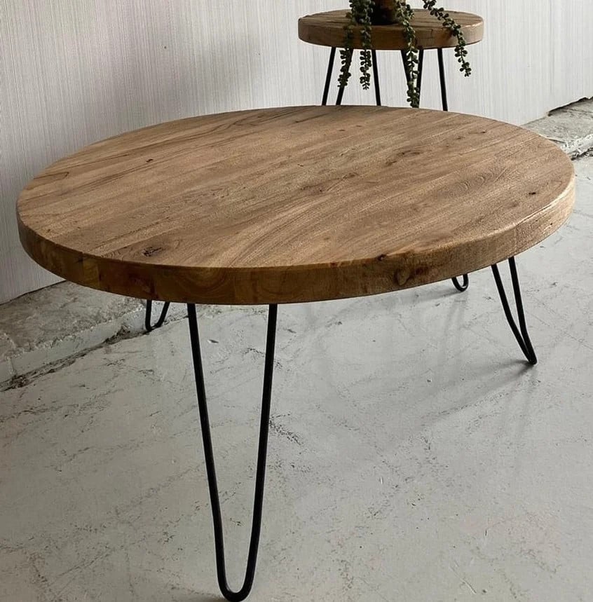 Richmond Interiors Salontafel Preston Ronde Houten Salontafel Bruin Diameter: 80 cm