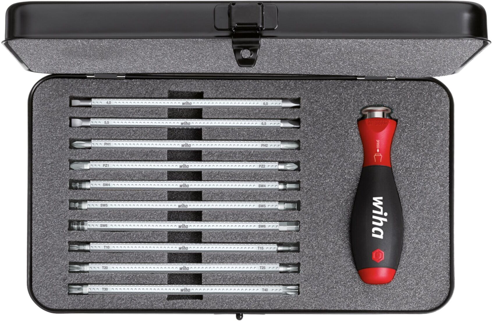 Wiha Schraubendreher mit Wechselklingen Set SYSTEM 6 gemischt 11-tlg. in Box (00623)