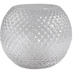 Chic Antique Vase mit Diamantenausschnitt, H16/D18 cm, klar