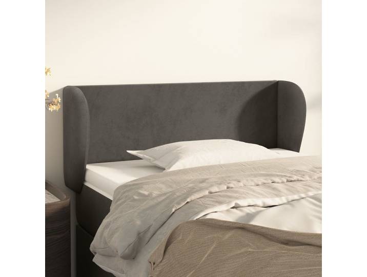 vidaXL Kopfteil mit Ohren Dunkelgrau 83x23x78/88 cm Samt