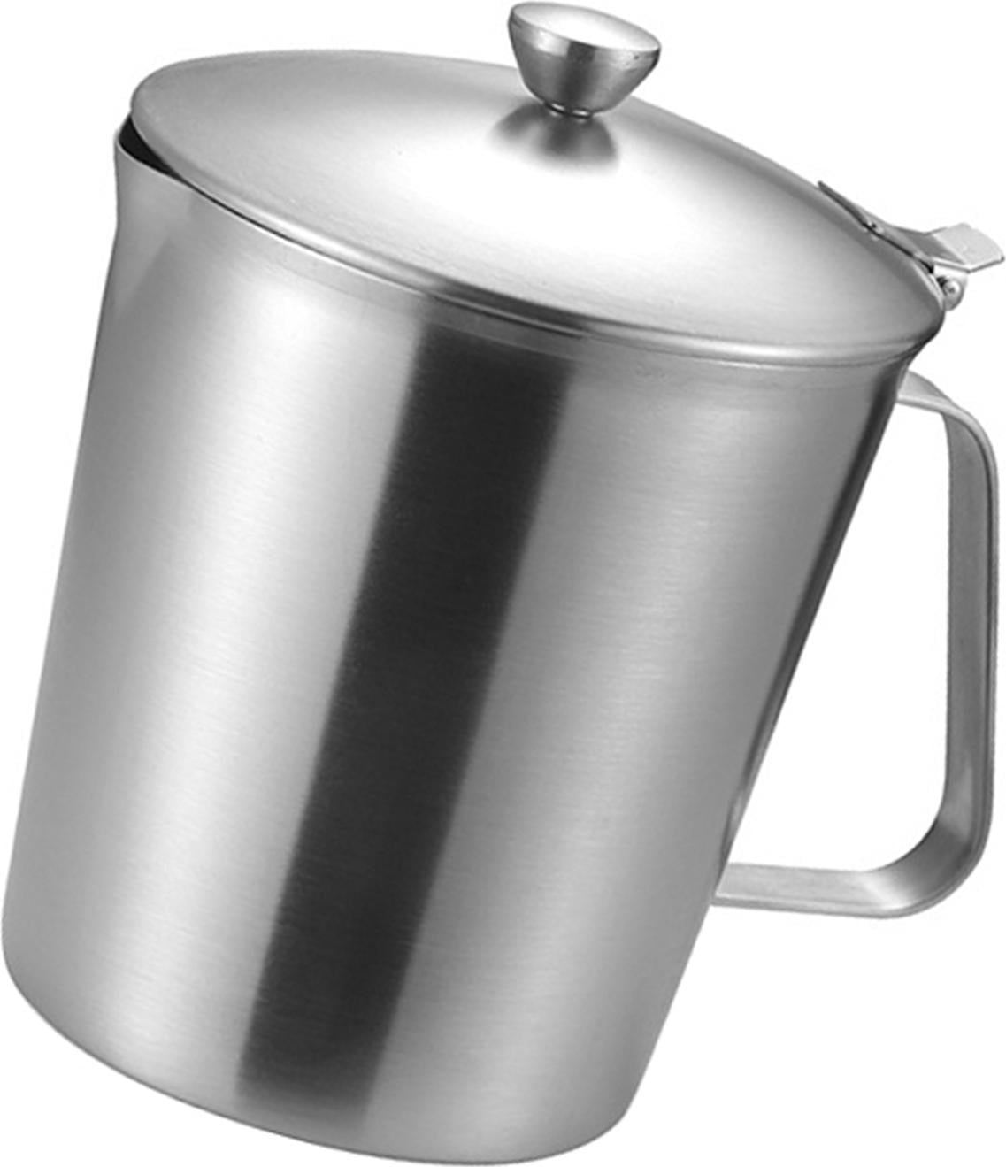 Cocosity RVS maatbeker met handvat en deksel, multifunctionele melkopschuimer voor latte art, 500 ml