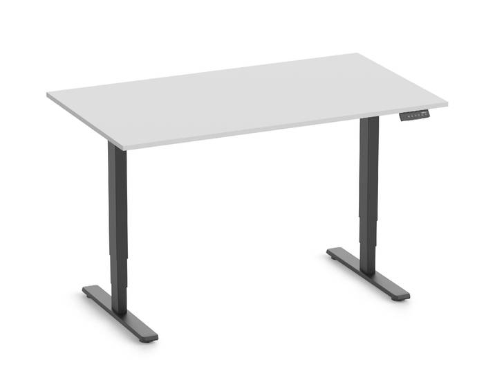 FOKUS Gestell Schwarz, Tischplatte 1400 x 800 x 19 mm Lichtgrau