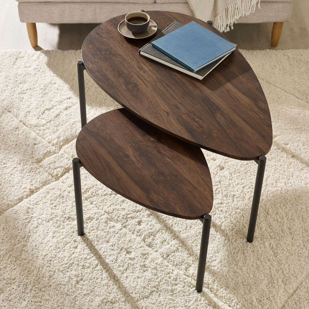 17 Stories Taniyha Three Leg Coffee Table Walnut 45.5cm H X 63.5cm W X 103cm D