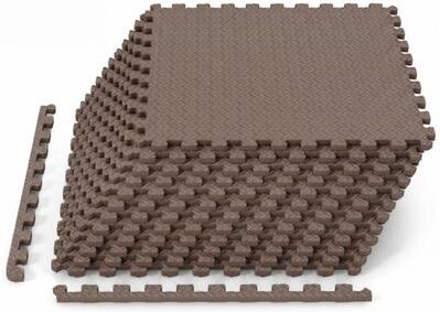 "Costway 12Tiles 1/2"" Puzzle Exercise Floor Mats-Brown"