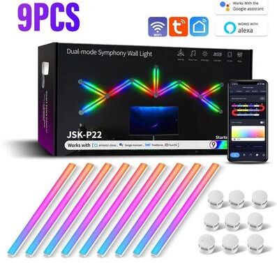 Uplifted Goods LED Smart Wall Lamp RGBIC Light Bar For Immersive Atmosphere Lighting 9pcs Rgb uk Plug