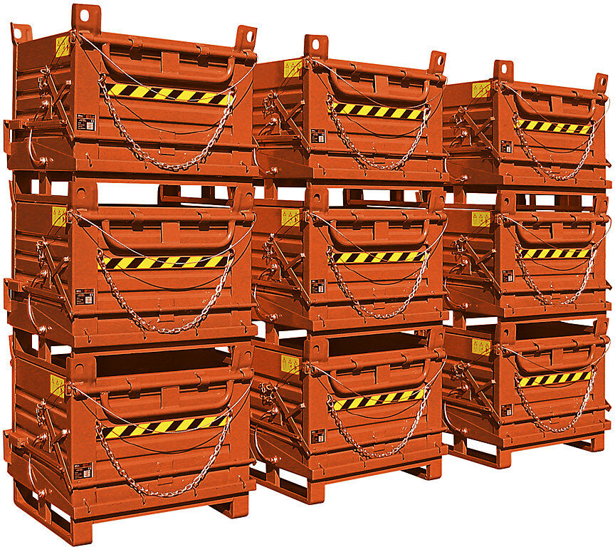 kaiserkraft Klappbodenbehälter, 1 Bodenklappe, Stahlwände, Volumen 0,52 m³