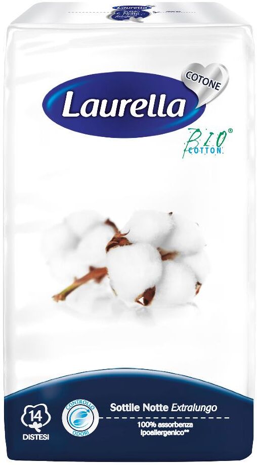 S.I.L.C. SpA Laurella Assorbente Cotone Sottile Notte Extra-Lungo, 14 pezzi