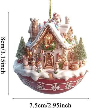 Inspired Finds Acrylic Coffee Cup Christmas Ornament 2D Snow House Keychain Pendant Tree Decoration gingerbread & Trees Cup