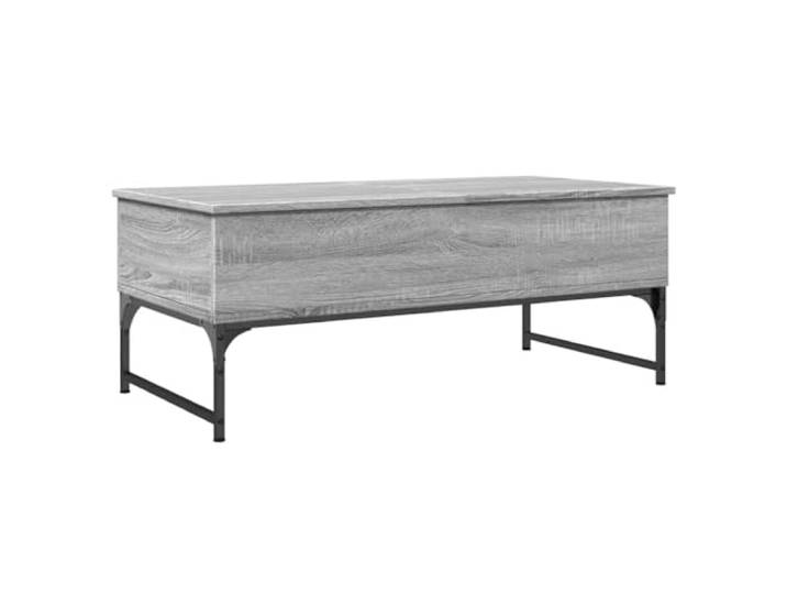 KMVXCVNM Couchtisch 100x50x40 cm Grau Sonoma Wohnzimmertisch Zwei verdeckte Fächer schaffen Ordnung im Wohnzimmer, ergänzt durch vier bodenschonende Stellfüße.