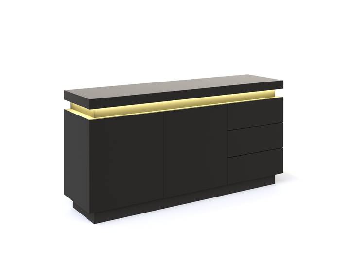 Sideboard LED ELVIO 150 x 75 cm schwarz