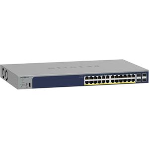 Netgear Switch Smart ProSAFE, GS728TP-300EUS, managed, 24-Port, 1 Gbit/s, 24x PoE+, 4x SFP