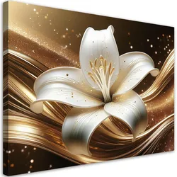 WANDBILD lilie blume gold