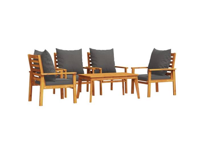 vidaXL 5-tlg. Garten-Lounge-Set mit Kissen Massivholz Akazie