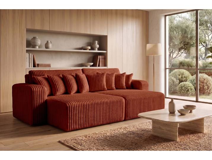 Kaiser Möbel Schlafsofa mit Bettkasten, Cordstoff Tilia, PIANO DOUBLE, Große Liegefläche, Cordstoff mit hoher Abriebfestigkeit