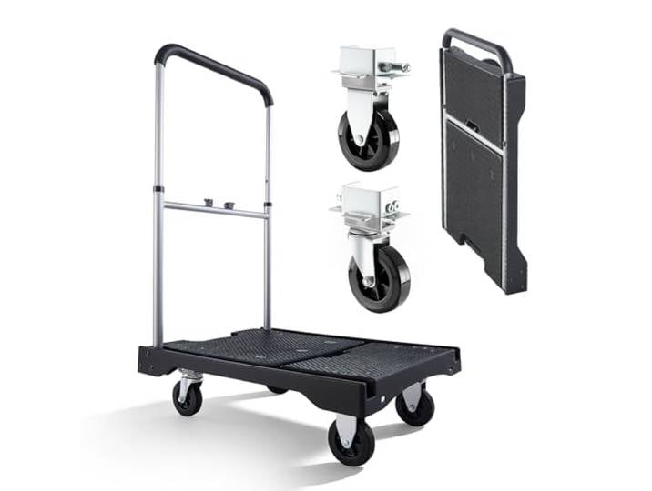 VEVOR Chariot à Plateforme Pliable Charge 149\,69 kg Chariot à Plateau Pliable 68x49\,5 cm pour Manutention et Déplacer Objets Volumineux et Lourds\, avec Roues Pivotantes\, Poignée à Hauteur Réglable