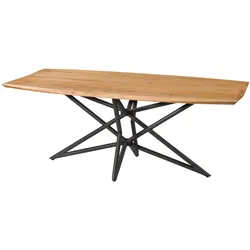 Esstisch Akazie 200x100x77 natur lackiert / Sterngestell schwarz