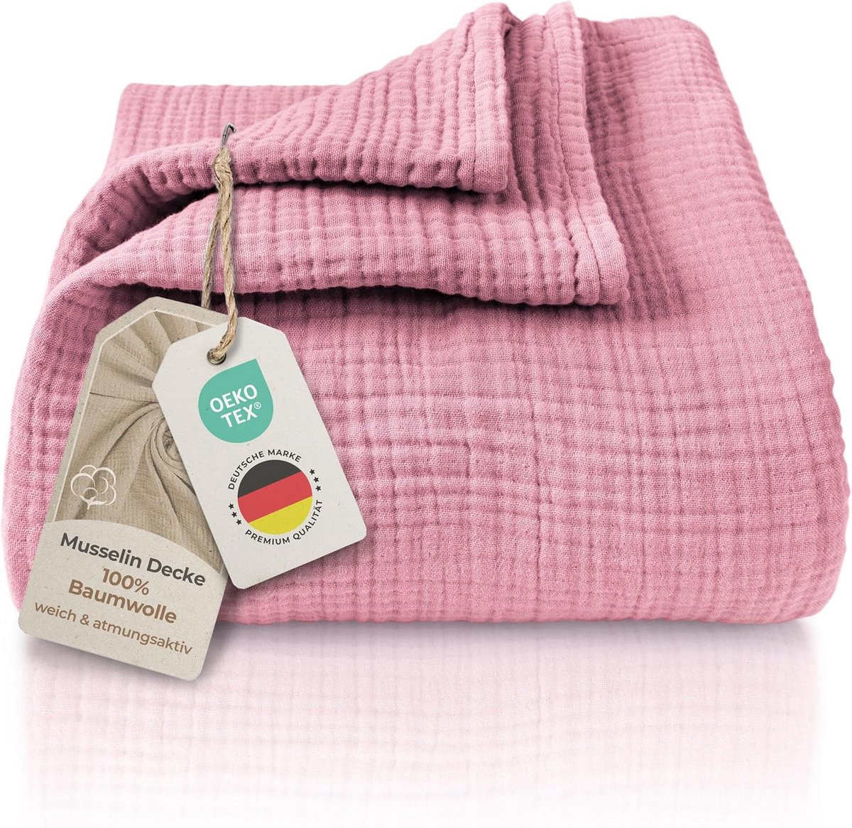 Mousseline sprei voor volwassenen - Oudroze - 220 x 240 cm