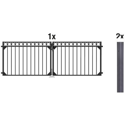 Zaundoppeltür ALBERTS "Circle", schwarz, B:300cm H:100cm, Aluminium, Tore, Breite: 300 cm, Höhe: 100 und 120 cm