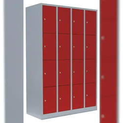 Schließfachschrank 16 Fächer Wertfachschrank Fächerschrank Spind 180x117x50cm Lichtgrau/Rot 520444