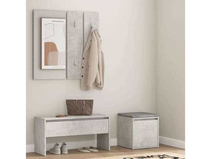NEW 2026  Ensemble de meubles d'entrée Banc de salon Gris béton Bois d'ingénierie 80x30.5x40 cm L6813