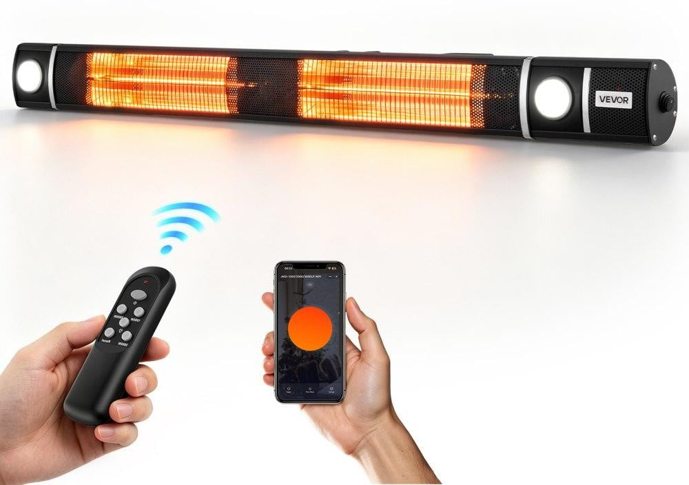 Selius Infraroodkachel Wandmontage - 3000 W - Aluminium - Zwart - Wifi Bediening