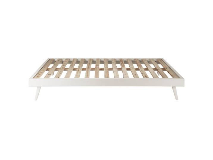 Vintage weißes Holzbett 140x190 mit Lattenrost