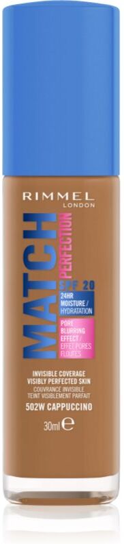 Rimmel Match Perfection liquid foundation SPF 20 shade 502W Cappuccino 30 ml