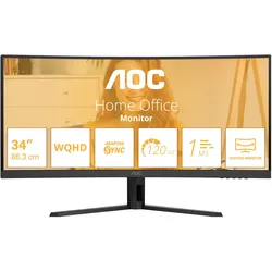 AOC CU34B3E (3440 x 1440 Pixel, 34"), Monitor, Schwarz