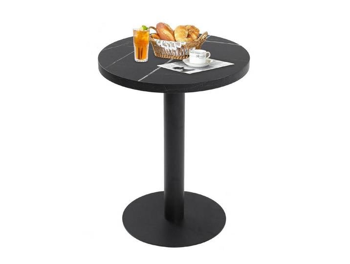 LuxusKollektion Esstisch Esstisch 60cm Schwarz Marmoroptik MDF Runder Esstisch 60cm Schwarz (1-St)