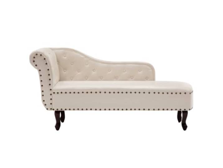 Cremige Falseelong aus Kunstleder, Chesterfield Stil, mit Links Vintage-Stil, Massivholzbeine, 110 kg, dicke Polsterung, für Wohnzimmer und Schlafzimmer