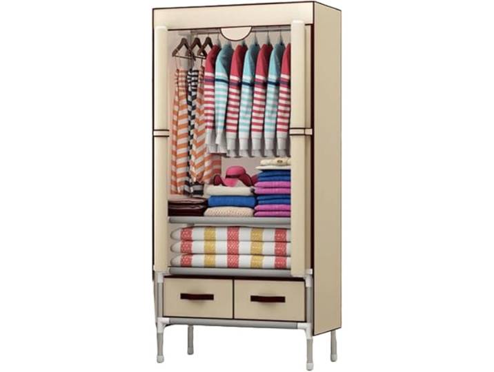 Dicker, verstärkter Stoffschrank, platzsparend, tragbar(Light Brown)