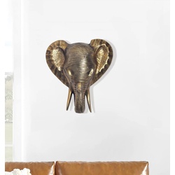 Wanddeko FineBuy Wohndeko Elefant 41 cm Aluminium Gold Afrika Dekoration Modern