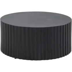 KADIMA DESIGN Couchtisch 67x67x31 cm Metall Schwarz Sofatisch Rund, Design Wohnzimmertisch mit Wellen-Muster, Kaffeetisch Eisen in Lamellen-Optik, Kleiner Tisch